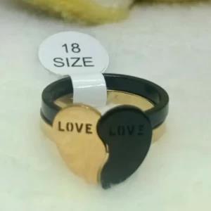 2PCS Love Heart Shape Couple Rings Gold And Black Color