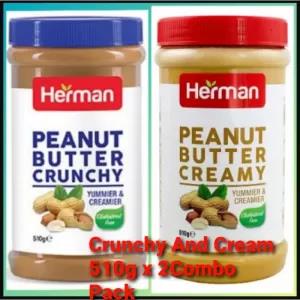 2xHerman Peanut Butter Crunchy/ Creamy/ crunchy biscuit spre