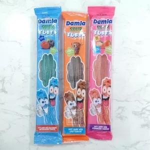 Damla Sour Tubes Soft Candy Gummy Cola, Blackberry & Raspb