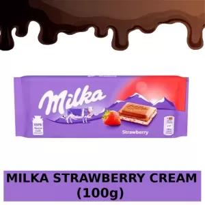 Milka Chocolate with Strawberry Flavored Cream 100g
