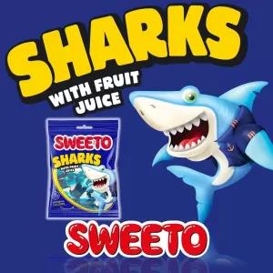 Sweeto SHARKS with Fruit Juice Gummy Bear Candy 80g for Chil