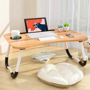 Foldable Laptop Desk Cup Holder Table Engineered Wood