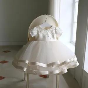 2Y,White Party Wear Frock For Baby Kids Birthday Baptism Co