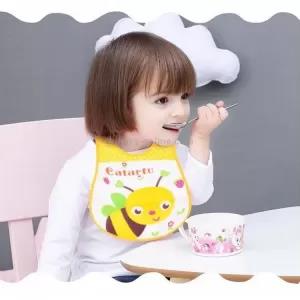 Infant Baby Adjustable Waterproof Cartoon Silicone Bib Feedi