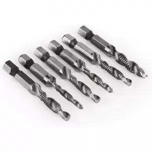 Tecno 6Pcs Drill Tap Set Hex Shank SAE Combination HSS