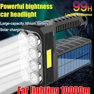 8 LED Rechargeable Handheld Solar Torch & COB Sidelight