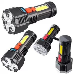 Black 5 LED High Power LED Flashlight Emergency Light Portab