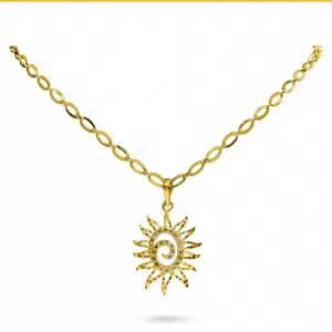 24Gold Plated Cut Link Chain & Shooting Star Pendan+