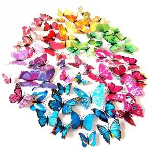 60 Pieces Multi-color 3D Butterfly Wall Decor
