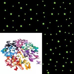 Combo Of 24 Pieces Multi Color 3D Butterfly + 100 Pieces 3D