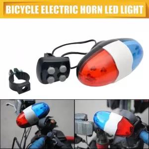 Electric Horn Bike Bicycle Police Siren Bell Trumpet 6 LEDs Lights 4 Sounds Tail