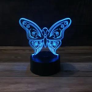 Multicolor Kids 3D Illusion Butterfly 7 Colours Change Night