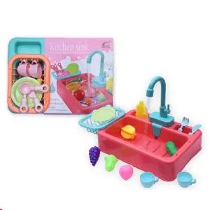 Multicolor Kids Play Kitchen Sink Dish Washing