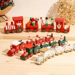 Natural Wooden Pure White ColorMerry Christmas Wooden Train
