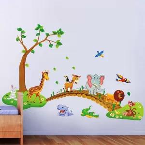 Newest cute cartoon animals tree bridge baby children bedroo