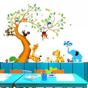 Animal Tree Cartoon Animals Wall Decal