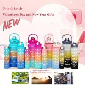 3-in-1 Water Bottle with Motivational Time Markers