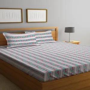 Multicolor 3 Persons Cotton Bedcover with Two Pillow Covers