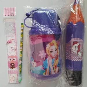 School itam / water bottle / pensil box /pensil 1/rull 1