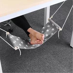 Generic Wooden Pole Black Foot Hammock Portable Travel Footrest