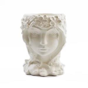 White Cactus Cement Pot Succulent Planter