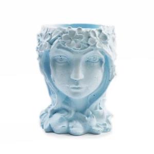 Blue Cactus Cement Pot Succulent Planter