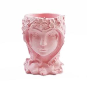 Generic Pink Cactus Cement Pot Succulent Planter