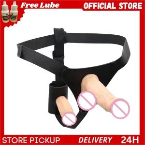 panty type women strap on double dildo sex toy