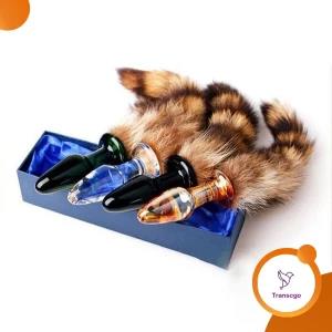 Sex Real Fox Fur Tail Glass Anal Plug For Woman Cosplay