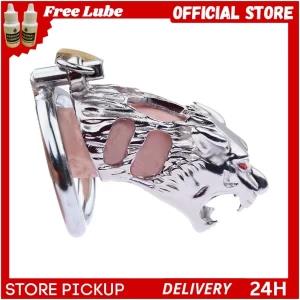Lion face stainless steel chastity cage bdsm sex toy