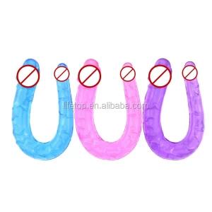 Soft TPE Double Headed Sex Toy Vagina Anal Crystal Dildo