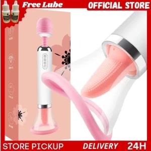 women sex toy vibrator and tongue licking two in one
