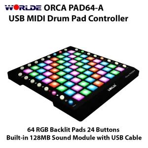 Black WORLDE ORCA PAD64-A USB MIDI Drum Pad Controller 64 RG