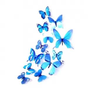 24 Pieces 3D Butterfly wall decoration stickers Blue