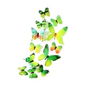 24 Pieces 3D Butterfly wall decoration stickers Green