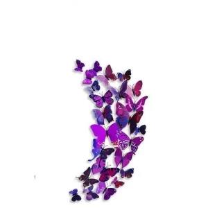 24 Pieces 3D Purple Butterfly Wall Sticker Set