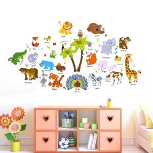 Cartoon animals tree bridge baby children bedroom room wall