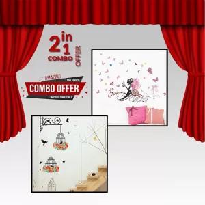 Combo offer 01 - Colorful Flower birdcage wall sticker decal