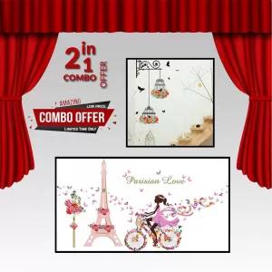 Combo offer 06 - Colorful Flower birdcage wall sticker decal
