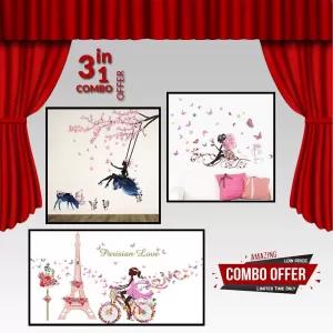 Combo offer 10 - Colorful Flower birdcage wall sticker decal