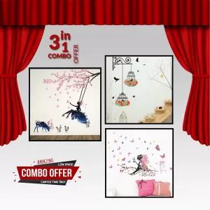 Combo offer 11 - Colorful Flower birdcage wall sticker decal