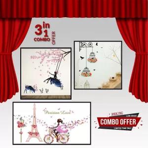 Combo offer 12 - Colorful Flower birdcage wall sticker decal
