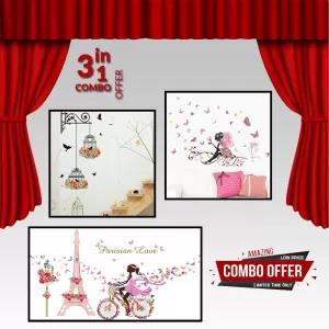 Combo offer 13 - Colorful Flower birdcage wall sticker decal