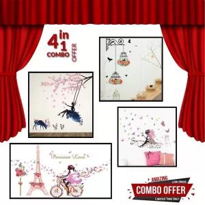 Combo offer 14 - Colorful Flower birdcage wall sticker decal