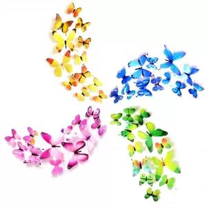 Generic 3D Butterfly Wall Decoration Stickers Multi Color