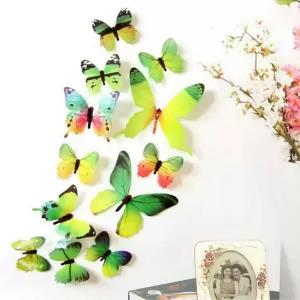 Green Pack Of 12 3D Butterfly Wall Sticker