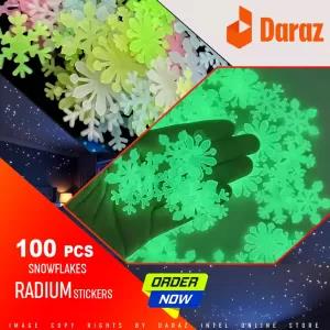 High Quality Radium 100 Pieces Snowflakes stickers Glow in D