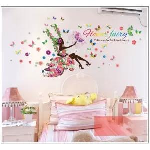 Honey Fairy Flower Butterfly Bird sticker plants room wallp