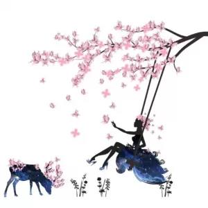 Model 03 Colorful Flower birdcage wall sticker decals flying