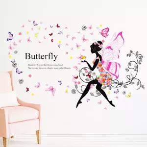 Angel Fairy with Humming Birds Butterfly Flowers Sticker r